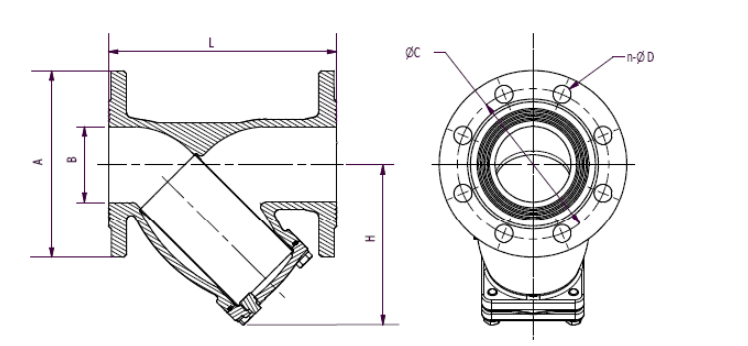 太阳成集团tyc122cc入口阀门Y型过滤器结构图 太阳成集团tyc122cc入口阀门Y型过滤器结构图