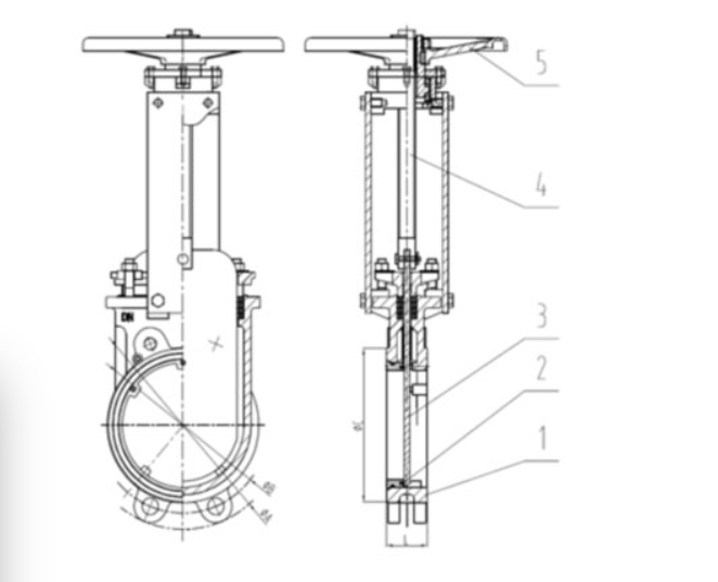 太阳成集团tyc122cc入口对夹式刀型闸阀结构图